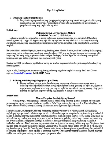 tagalog news writing filipino halimbawa|Pagsulat ng balita .
